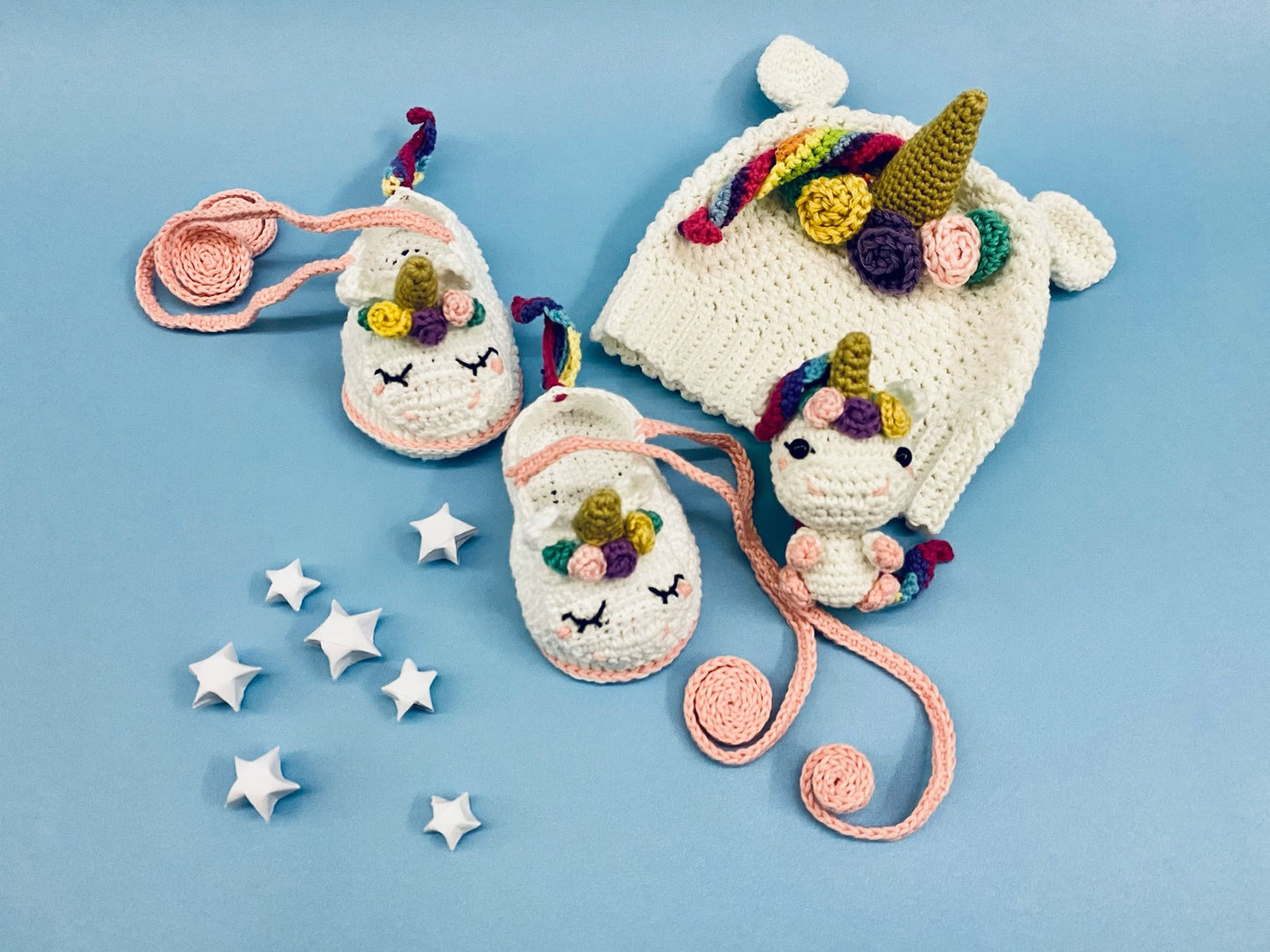 Unicorn Baby Shoes crochet pattern (3-6 months, 6-12 months)